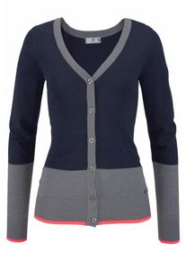 AJC, Damen Strickjacke, Dunkelblau / Grau
