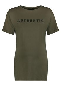 Supermom, Damen Shirt 'Basic Slogan', Khaki / Schwarz