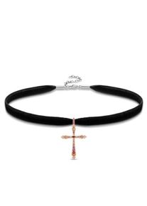 Thomas Sabo, Damen Kette mit Anh&auml;nger 'Choker Set, Royalty Kreuz, SET0298-395-7-L36v', Dunkelblau / Gelb / Rosegold / Lila / Rot / Schwarz / Silber