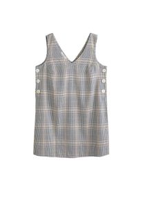 Violeta by Mango, Damen Kleid 'Irene', Ultramarinblau / Braun / Hellgrau / Weiß