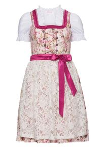 sheego Style, Damen Dirndl, Hellbraun / Pink / Rosa / Wei&szlig;