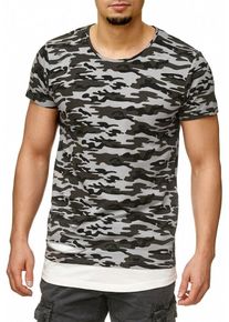 INDICODE JEANS, Herren Shirt 'Lund', Grau / Basaltgrau / Schwarz