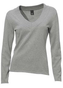 Heine, Damen V-Pullover, Graumeliert
