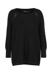 Véro Moda VERO MODA, Damen Rippstrick Pullover 'VMANNA IRIS 3/4 BLOUSE NOOS', Schwarz