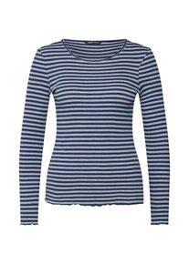 Only, Damen Shirt 'onyBELLA L/S RIB TOP JRS', Blau / Hellgrau