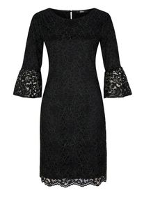 s.Oliver BLACK LABEL, Damen Edles Kleid mit floraler Spitze, Schwarz