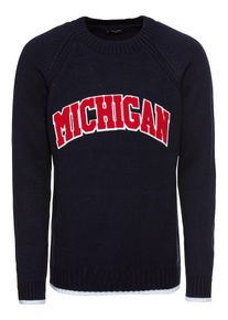 New Look, Herren Strickpullover 'MICHIGAN', Navy / Rot