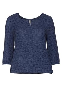 sheego Casual, Damen 3/4-Arm-Shirt, Marine / Hellblau