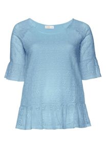 sheego Style, Damen 3/4-Arm-Shirt, Pastellblau