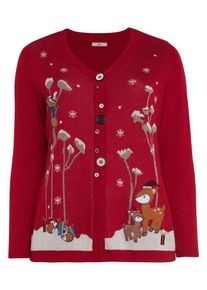 Joe Browns, Damen Strickjacke, Karminrot / Wei&szlig;