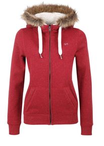 Q/S Designed By, Damen Sweatjacke mit Pl&uuml;sch-Kapuze, Rot