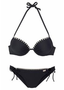 Buffalo, Damen Push-up-Bikini mit H&auml;kelkante, Schwarz