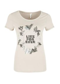 Q/S Designed By, Damen T-Shirt, Beige / Silber