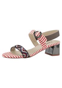 Heine, Damen Sandalette, Rot / Schwarz / Naturweiß