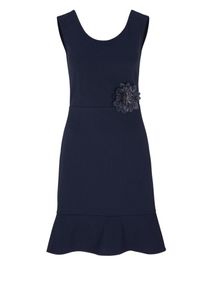 s.Oliver BLACK LABEL, Damen Cocktailkleid mit Brosche, Navy