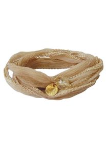 YOGISTAR.COM, Damen Wickel-Armband 'Mychakra', Hellbeige / Gold