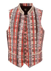 Turi Landhaus, Herren Trachtengilet mit echten Hornkn&ouml;pfen, Beige / Braun / Rot