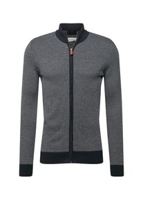 Pier One, Herren Strickjacke 'Two Tone Zip Jacket', Dunkelblau / Weiß