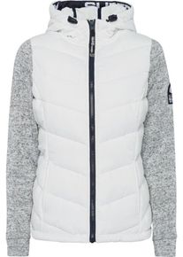 Superdry, Damen Steppjacke 'STORM HYBRID', Graumeliert / Weiß