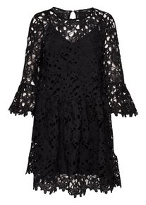 Only, Damen Spitzen Kleid mit langen Ärmeln, Schwarz