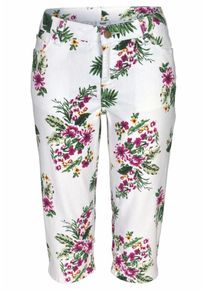 Beach Time, Damen Caprijeans, Gelb / Gr&uuml;n / Pink / Wei&szlig;