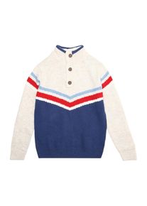 GAP, Pullover 'NVLTY BTTN MOCK', Creme / Blau / Rot