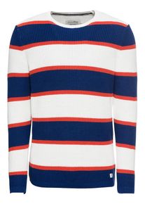 Tom Tailor Denim, Herren Pullover, Dunkelblau / Rot / Wei&szlig;