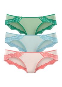 Buffalo, Damen Bikinislip (3 Stck.), Hellblau / Smaragd / Pastellpink
