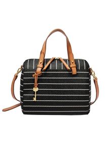 Fossil, Damen Henkeltasche 'Rachel Satchel', Cognac / Schwarz / Wei&szlig;
