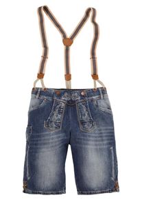 Marjo, Herren Trachtenshort mit abnehmbaren Hosenträgern, Blue Denim