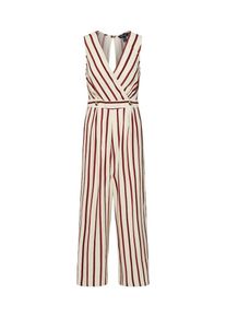 New Look, Damen Jumpsuit '20.04 WW LEONARDO STRIPE VNK BTN JSUIT P166', Beige / Dunkelrot