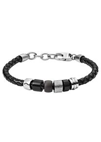 Fossil, Herren Armband 'JF03111998', Silbergrau / Schwarz