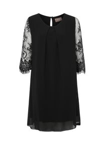 Cartoon, Damen Kleid mit Spitzen-Ärmeln, Schwarz