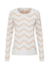Q/S Designed By, Damen Pullover, Beige / Weiß