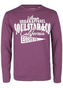 Soulstar, Herren Longsleeve, Burgunder / Weiß