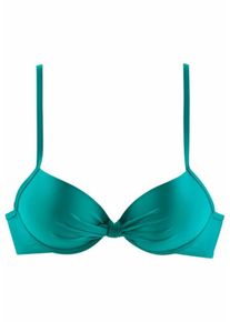 s.Oliver RED LABEL Beachwear, Damen Wattiertes Bügel-Top 'Spain', Türkis