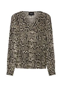 Object, Damen Bluse 'OBJANIME L/S TOP A LMT', Braun / Schwarz / Weiß