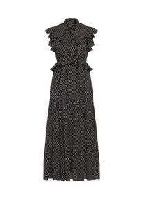 Apart, Damen Kleid mit Tupfenprint und Volants, Creme / Schwarz