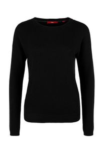 s.Oliver RED LABEL, Damen Feinstrickpulli mir Ripp&auml;rmeln, Schwarz