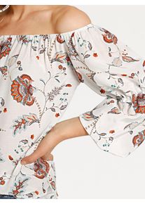 Heine, Damen Bluse, Kirschrot / Weiß