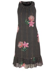 s.Oliver BLACK LABEL, Damen Kleid mit Lurexgarn, Gold / Pink / Schwarz
