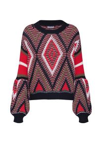 Noisy may, Damen Pullover 'NMNUEVA L/S KNIT', Dunkelblau / Rot