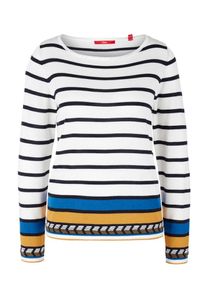s.Oliver RED LABEL, Damen Pullover, Nachtblau / Senf / Wei&szlig;