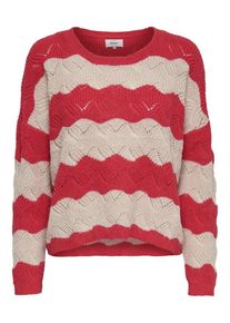Only, Damen Pullover, Grau / Rot