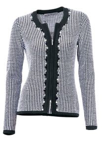 Heine, Damen Kurzstrickjacke, Schwarz / Weiß