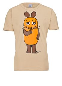 logoshirt, Herren T-Shirt "Sendung mit der Maus", Hellbeige / Braun / Orange / Pastellorange