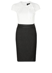 s.Oliver BLACK LABEL, Damen Kleid, Schwarzmeliert / Weiß