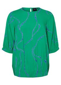 JUNAROSE, Damen Gemusterte Bluse, Blau / Gr&uuml;n