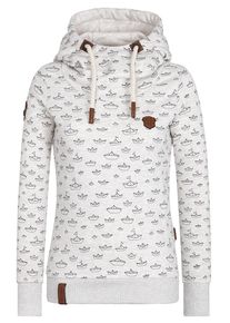 Naketano, Damen Hoodie 'Ich Denke Also Spinn Ich', Braun / Hellgrau / Schwarz