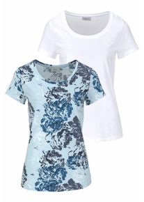Boysen's BOYSEN'S, Damen Shirts 2er Pack, Hellblau / Weiß